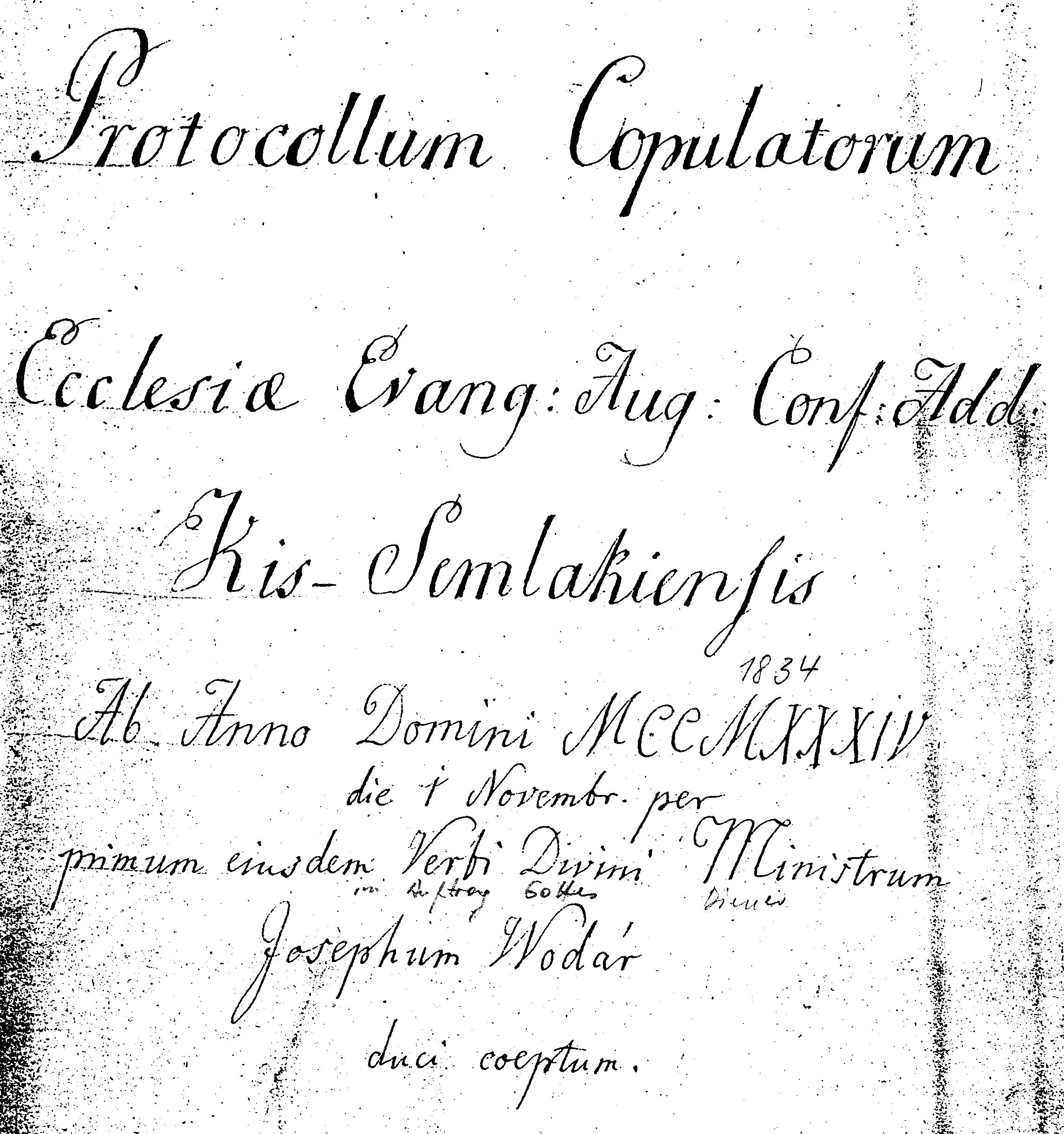 1834 Titelblatt Heiratsmatrikel